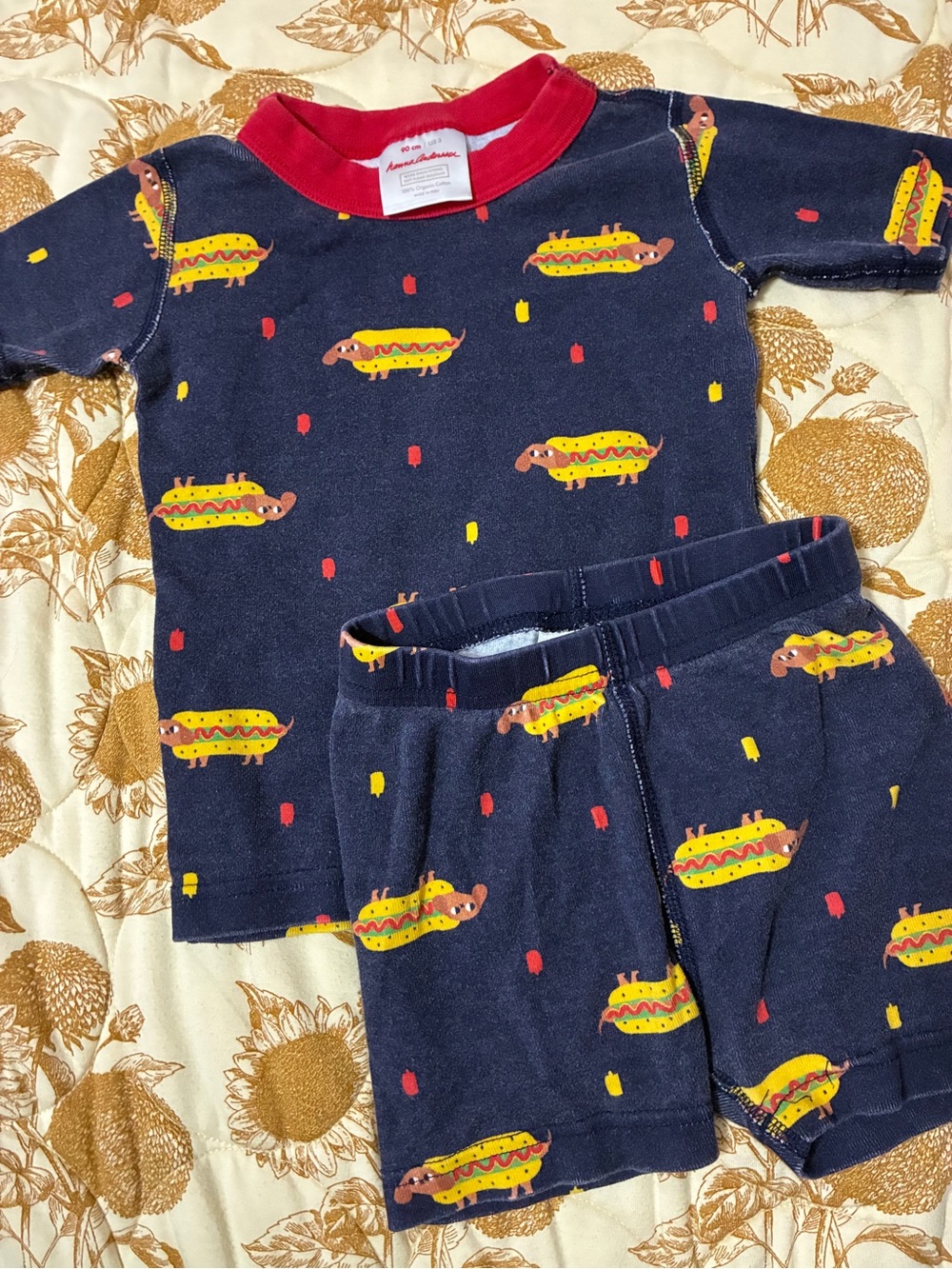 Hanna Andersson Hot Doggy short john pajamas